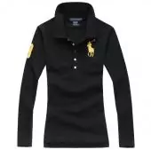 new polo ralph lauren t-shirt manches longues pour femmes black orange pony